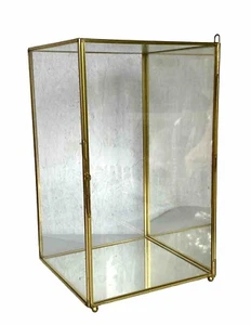 Vintage Wall Mounted Mirrored Back Hinged Door Display, 12+" x 7+" x 7+" - Picture 1 of 11
