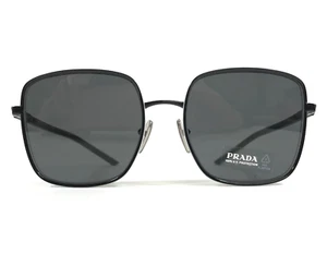 Prada Sunglasses SPR55Y 1AB-5S0 Black White Square Frames with Dark Gray Lenses - Picture 1 of 14