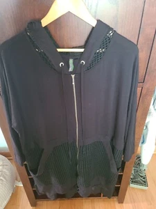 Shannon Passero Theresa Jacket Long Cardigan Size: L Color: Black Mesh Tensel - Picture 1 of 10