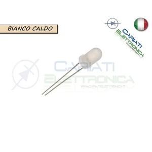 100 pz Led 5mm Bianchi Bianco Caldo Luce Diffusa 8000mcd - Foto 1 di 1