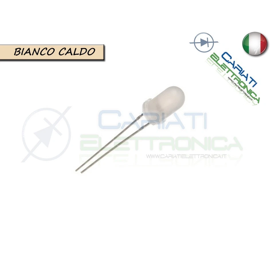 100 pz Led 5mm Bianchi Bianco Caldo Luce Diffusa 8000mcd - Immagine 1 di 1