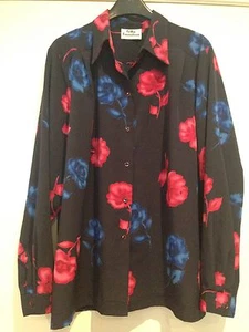 FELLA HAMILTON ~ LADIES NAVY BLUE PRINT TOP ~ SIZE 18 ~ AS NEW - Picture 1 of 6