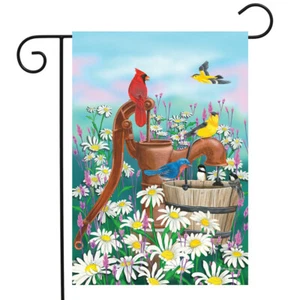 Wasserpumpe Sammeln Frühling Garten Flagge Vögel Gänseblümchen Fink Kardinal 12,5" x 18" - Bild 1 von 4