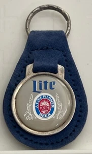 Vintage 1980’s Lite Beer Blue Leather Keychain Key-23 - Picture 1 of 4