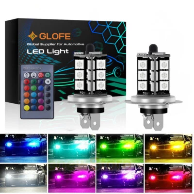 2PCS RGB H7 Car LED Fog Lights Bulb 27SMD-5050 color changing remote contro - Image 1 of 4