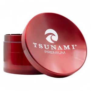 4-Piece Tsunami Premium 100mm Sunken Top Dry Herb Grinder, Red - Picture 1 of 4