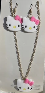 Fashion Jewelry Set of Earrings and Necklace Hello Kitty New Plastic Charm Gold - Picture 1 of 7