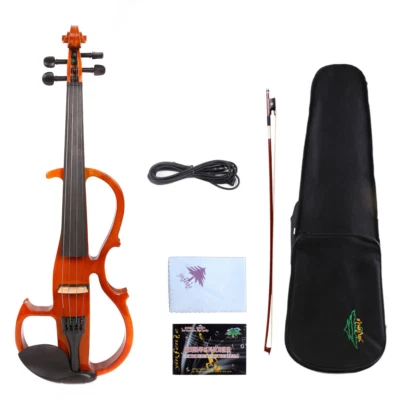 Yellow 4/4 Electric Silent Violin Solid wood Hand made Chorus Effect #EV8 - Image 1 of 4