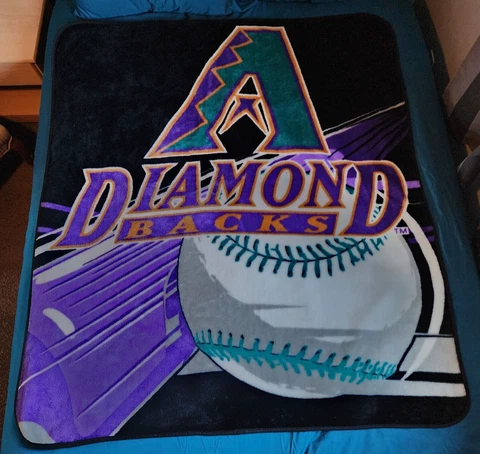 Vintage Arizona Diamondbacks Purple/Teal Logo Blanket Plush 52x59 Cover