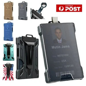 Portatarjetas Aluminio Bloqueo RFID Hombres Identificación de Crédito Billetera Delgada Dinero Monedero Clip AU - Imagen 1 de 18