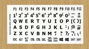 English Keyboard Computer Stickers LARGE BIG Letter Poor Eyesight Children WHITE - Picture 1 of 2