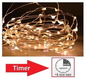 LED Draht Lichterkette Batterie Timer warmweiß Micro Drahtlichterkette - Bild 1 von 10
