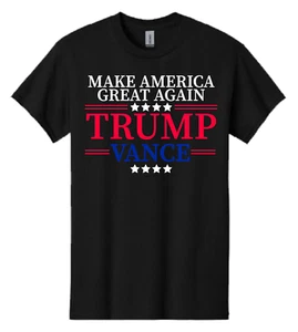 TRUMP VANCE "Make America Great Again" Black T-Shirt 2024 Election Republican - Picture 1 of 1