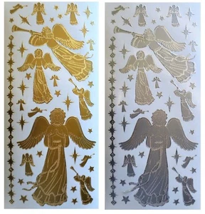 CHRISTMAS ANGELS Peel off Stickers Stars Heaven Religion Gold Silver Card Making - Picture 1 of 3