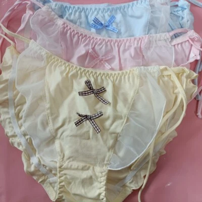 Bragas triangulares de cintura media con cordones para doncellas ropa interior de algodón 3 piezas bragas para adolescentes Foto 1 de 4