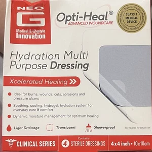 Neo G Opti-Heal Hydration Multi Purpose 4x4 Dressing 4 Dressings Per Box - Picture 1 of 6