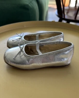 Zara Girls Silver Ballet Flats Slip On - Size24 - Image 1 of 4