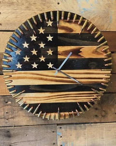 18" Tactical American Flag Bullet Clock - 5.56 NATO hrs / 9mm Mins - Picture 1 of 1