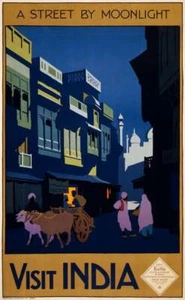 Affiche de voyage ancienne Visit India, - Photo 1 sur 16