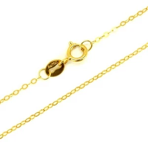 Pure 18K Yellow Gold Necklace Solid AU750 Rolo Chain 1 mm 17.7" 45 CM 750C001-18 - Picture 1 of 4