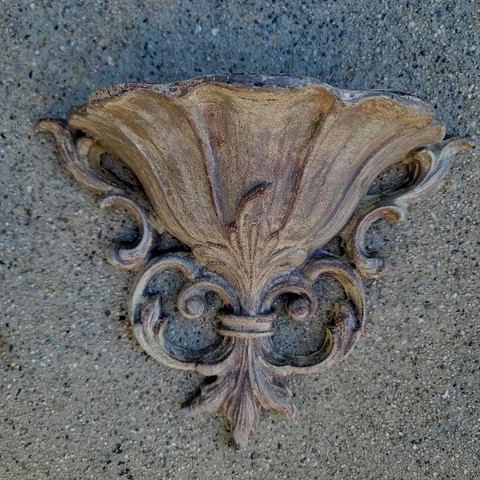 Cast Iron Wall Sconce Fleur de lis Scrolls Pot Holder Decor Cover