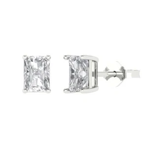 VVS1 Zirconia Diamond Stud Earrings, Push back (2 cttw, 7x5mm, Emerald-Cut) - Picture 1 of 20