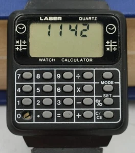 Vintage Digital Calculator Laser Quartz Square Wrist Watch Date - Picture 1 of 12