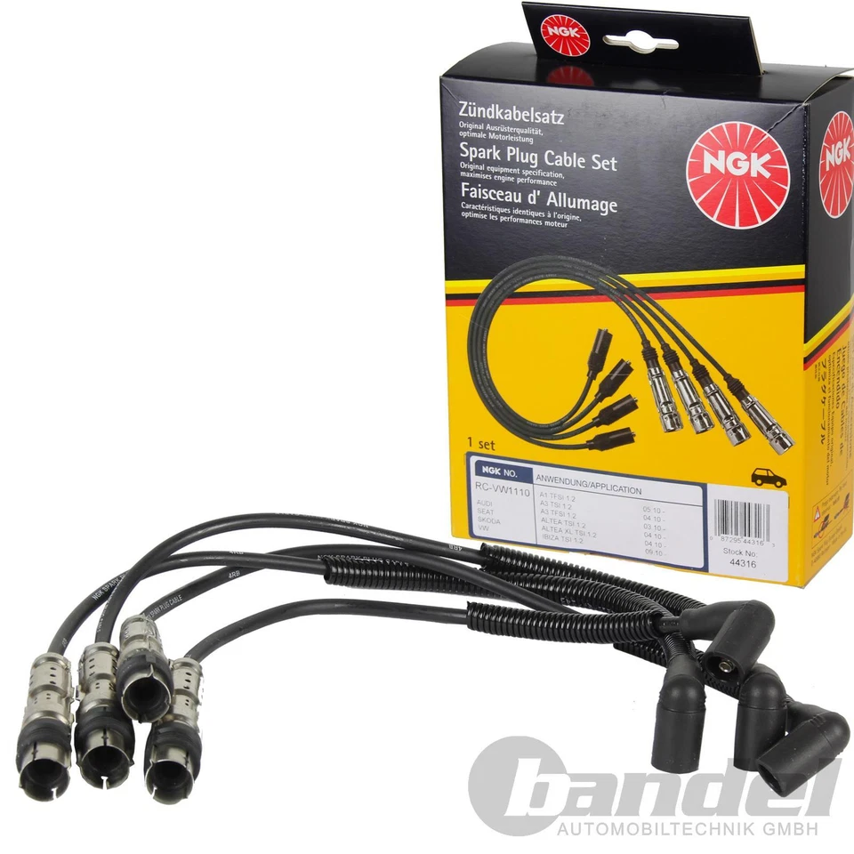Kit cavi accensione NGK 44316 per VW GOLF 6 POLO 5 TOURAN AUDI A1 A3 1.2 TSI RC-VW1110 - Immagine 1 di 1