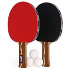 Duplex 6 Star Ping Pong Paddle Set of 2 Table Tennis Rackets with 3 Balls