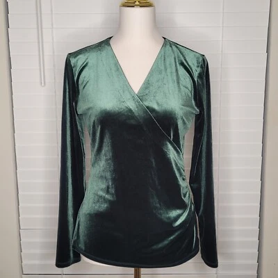 Talbots Sz S Green Christmas Winter Velvet Whimsigoth Goth Wicked Oz Elphaba Top - Image 1 of 4