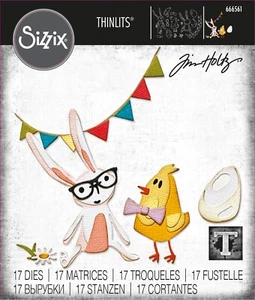New Sizzix Thinlits 17pc Vault Bunny + Chick  #666561 Retail $20.99 Tim Holtz - Picture 1 of 14