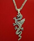 Dragon Necklace Charm Pendant And Stainless Steel Chain 20inch 50cm Long Animal