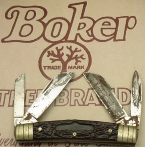 Vintage BOKER Solingen Medium Four Blade Congress "Ring Jaw" Grooved Bolsters - Picture 1 of 14