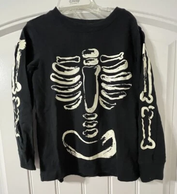 Carter's Boys Skeleton Shirt Glow in the Dark Halloween Shirt Size 5 Long - Image 1 of 4