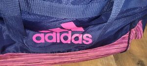 Adidas Duffel,Book,Sport Bag Blue Pink Side Pockets 11.5"×24" Adjustable Strap 