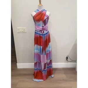 EVARAE MARINA DRESS IN CREPE DE CHINE - OMBRE Halter Sleeveless US 12 NWT - Picture 1 of 7