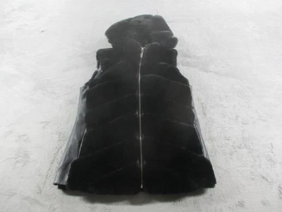 Michael Michael Kors Vest Womens Medium Black Hooded Faux Fur Puffer Zip Trim - Image 1 of 4