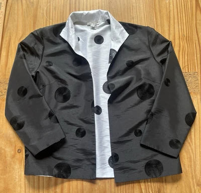 Grace Chuang New York Black & White  Embroidered Circles Dots Blazer Size M - Image 1 of 4