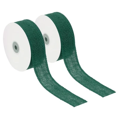 1.5" Wide 10 Yards Burlap Fabric Ribbon 2pcs Jute Crafts Roll Wrapping Green - Image 1 of 4