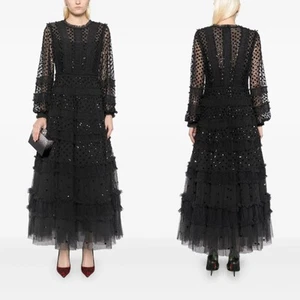 Needle & Thread Dot Shimmer Ankle Gown Navy UK8/US4 - Picture 1 of 12