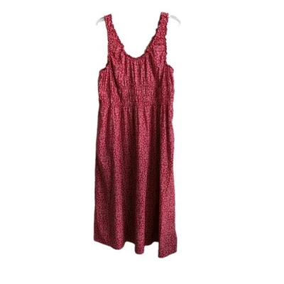 Universal Thread女式大号缩褶娃娃迷笛背心裙红色花卉夏季 — 第 1/4 张图片