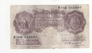 1940 TEN SHILLINGS BANK OF ENGLAND EMERGENCY WARTIME ISSUE GREAT BRITAIN 10/- A - Picture 1 of 2