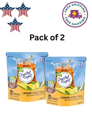 PACK 2 - Mezcla de bebidas en polvo de té helado de limón claro cristalino de 16 quilates (32 paquetes en total) Foto 1 de 4