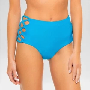 Tori Praver Strappy High Waist Swim Bottom Caribbean Blue Womens Small Beach - Picture 1 of 6