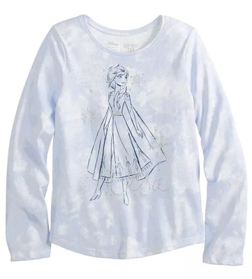 Top Jumping Beans Niñas Púrpura 10 Tie Dye Disney Frozen Elsa Gráfico Brillo Foto 1 de 4