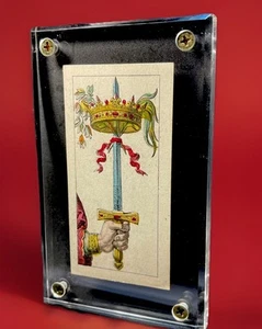 Crowned  Ace of Swords Engraved Antique Tarot Playing Card Tarocchi Gumppenberg - Picture 1 of 16