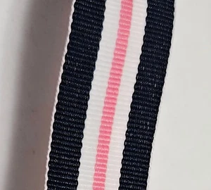 7/8" Grosgrain Ribbon 3 Yards Black White Pink Striped Trim New - Picture 1 of 3