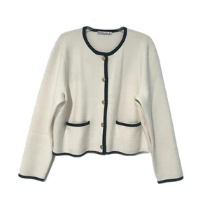 Abercrombie & Fitch Damen Strickjacke XL elfenbein schwarz gold Knöpfe Lady klassisch - Bild 1 von 11