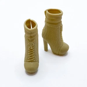 Barbie Doll Shoes Cream Beige Boots Fit Standard Fashionistas - Picture 1 of 4
