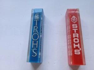 Stroh's Beer Tap Handle Set - Red & Blue Acrylic ( Look Close At Pictures USED ) - Picture 1 of 3